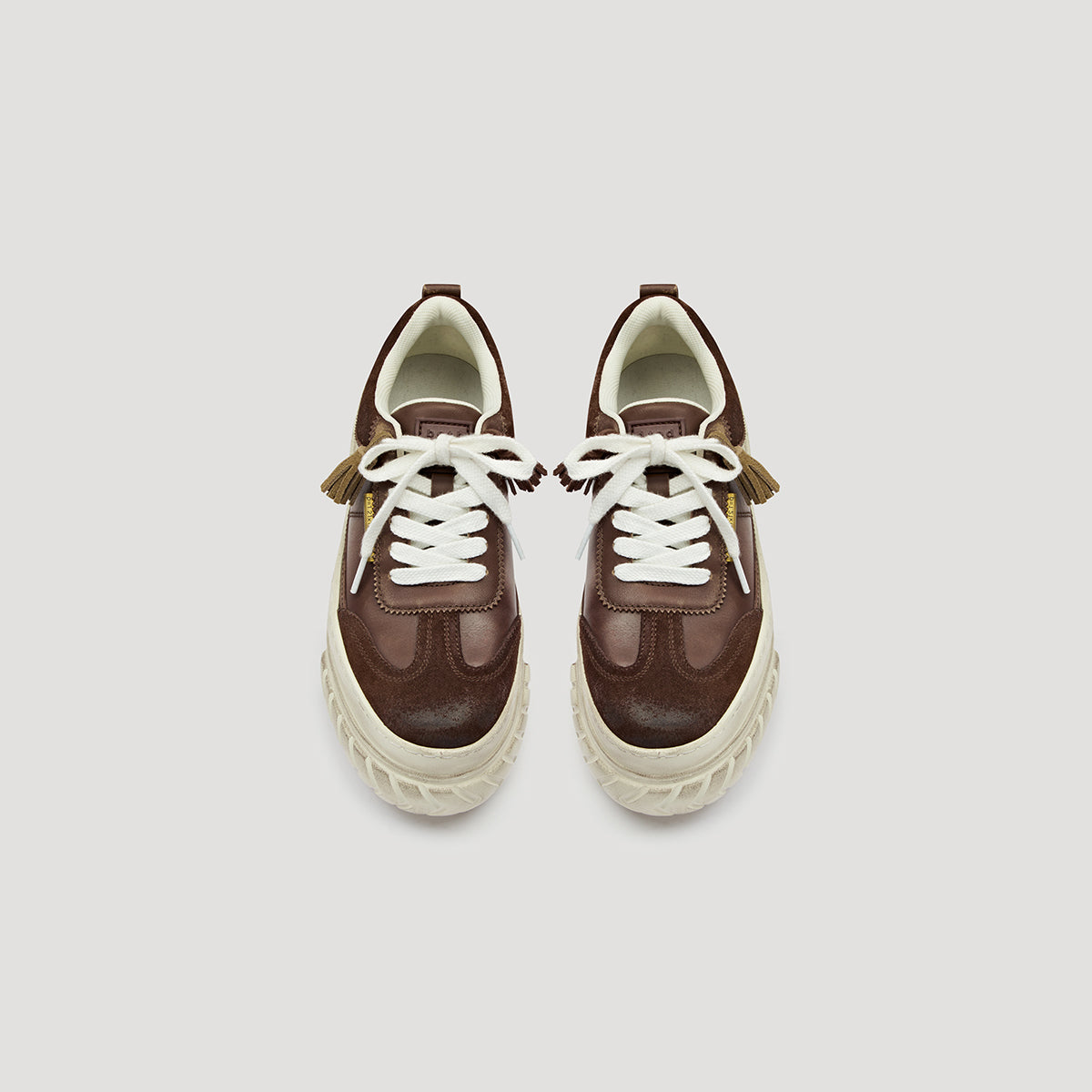 TYRES PLATFORM SUEDE SNEAKER - BROWN-RED/OFF-WHITE – both paris
