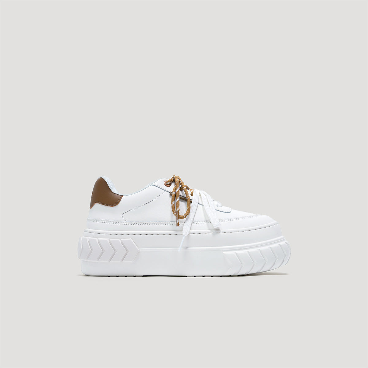 both - TYRES PLATFORM SIGNATURE SNEAKER-WHITE/BROWN – both paris