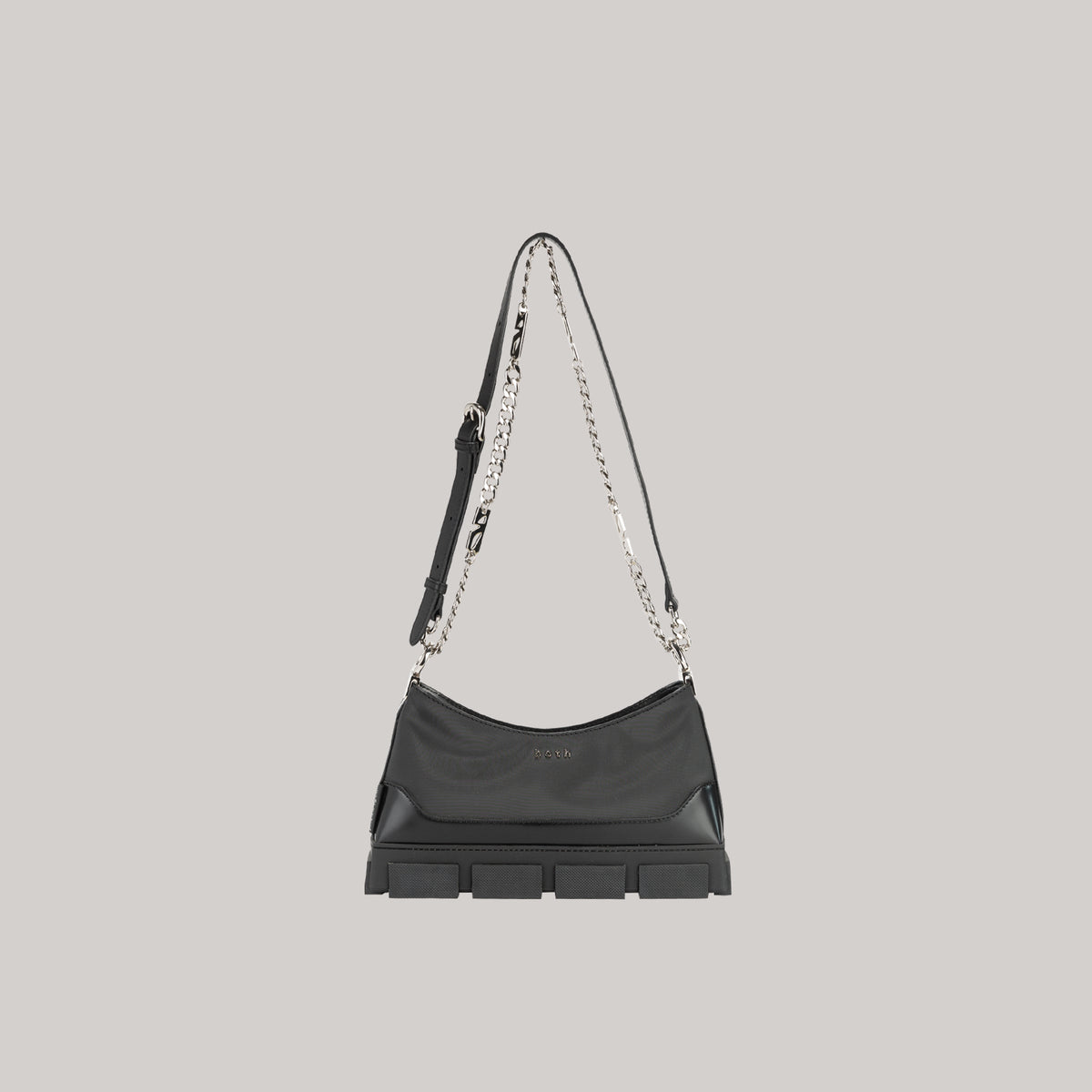 Chain Handle Shoulder Bag - Ultra-Matte Black