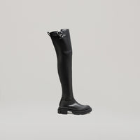 both - GAO PIERCED THIGH HIGH BOOT-BLACK