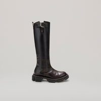 both - GAO PIERCED KNEE BOOT-BROWN