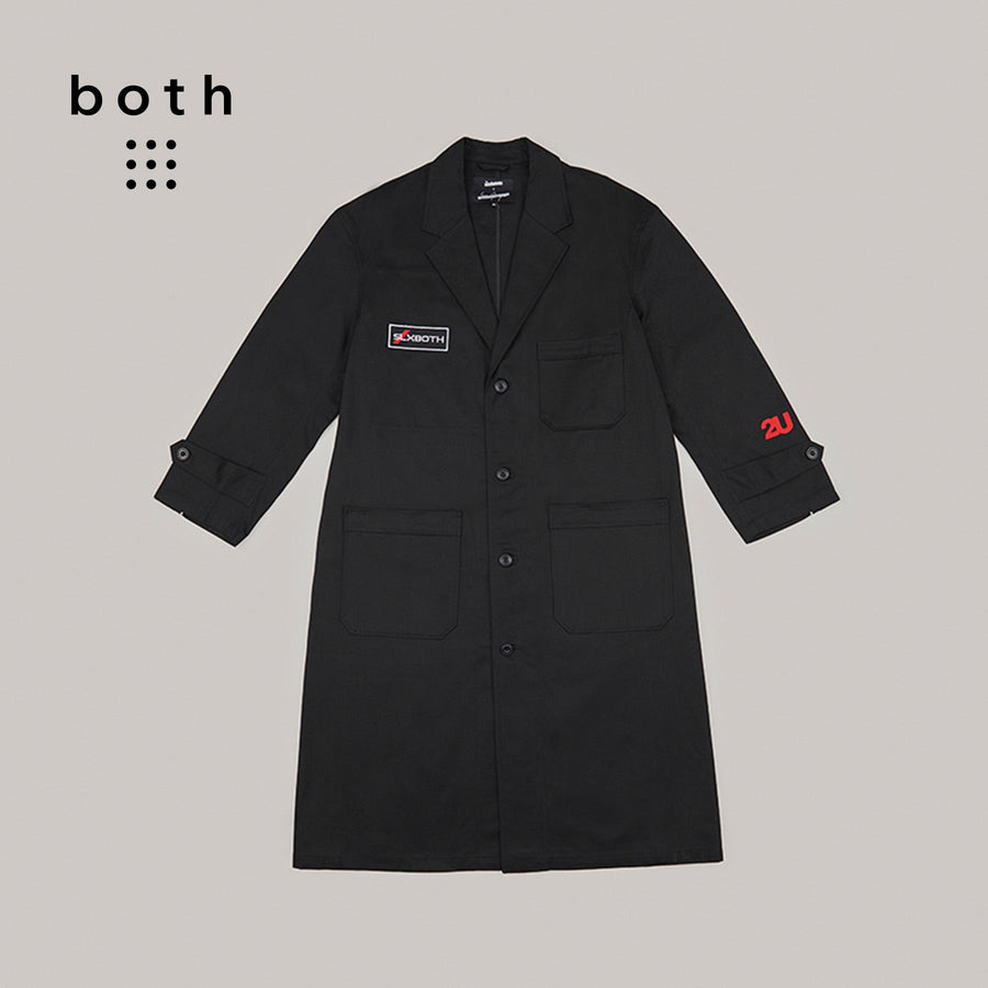 both X SECOND LAYER single breasted black technician coat long sleeved