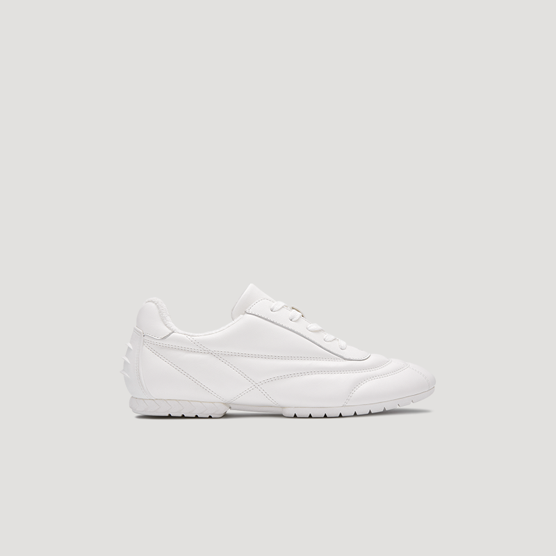 White TYRES GLIDER Sneaker with quilted design and lightweight flat sole for all-day comfort