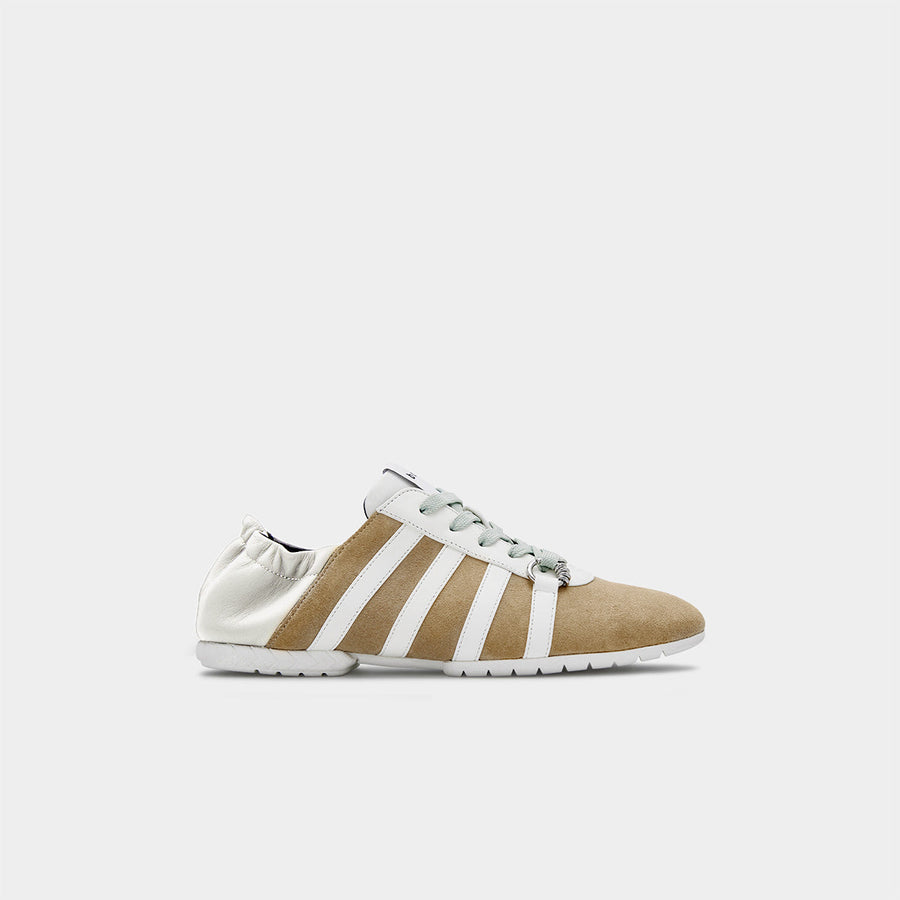 TYRES GLIDER laced up sneaker in khaki grey and white with flat sole and casual design