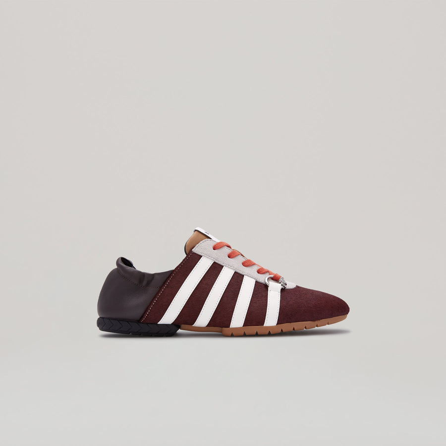 TYRES Glider Laced Up Sneaker in burgundy beige brown and black flat shoes for stylish comfort