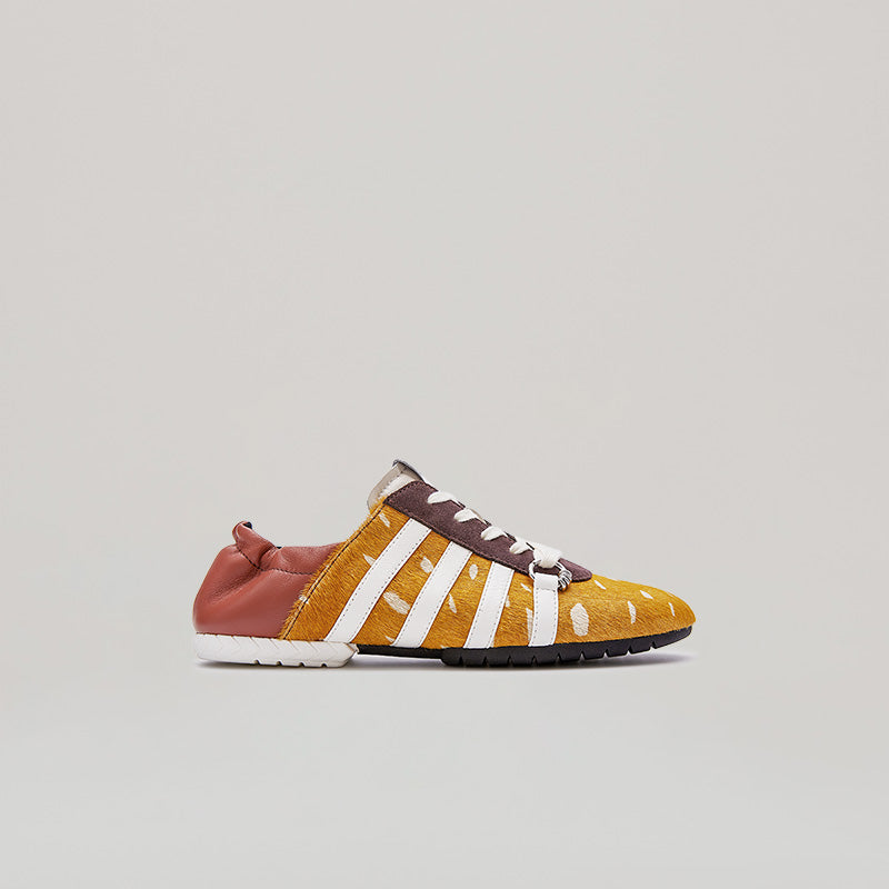 TYRES GLIDER laced up sneaker in brown and white showcasing trendy multi brown design