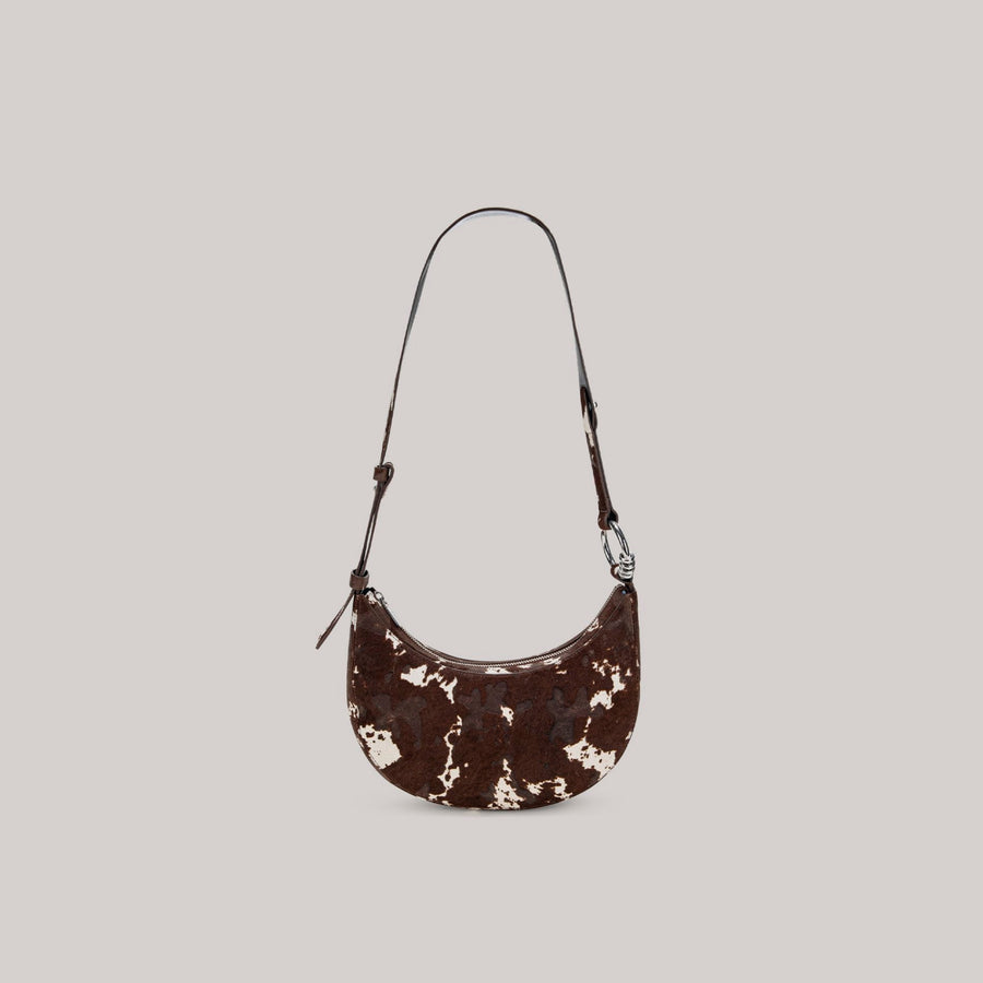 GAO Shoulder Bag brown cream half-moon shape with pierced details