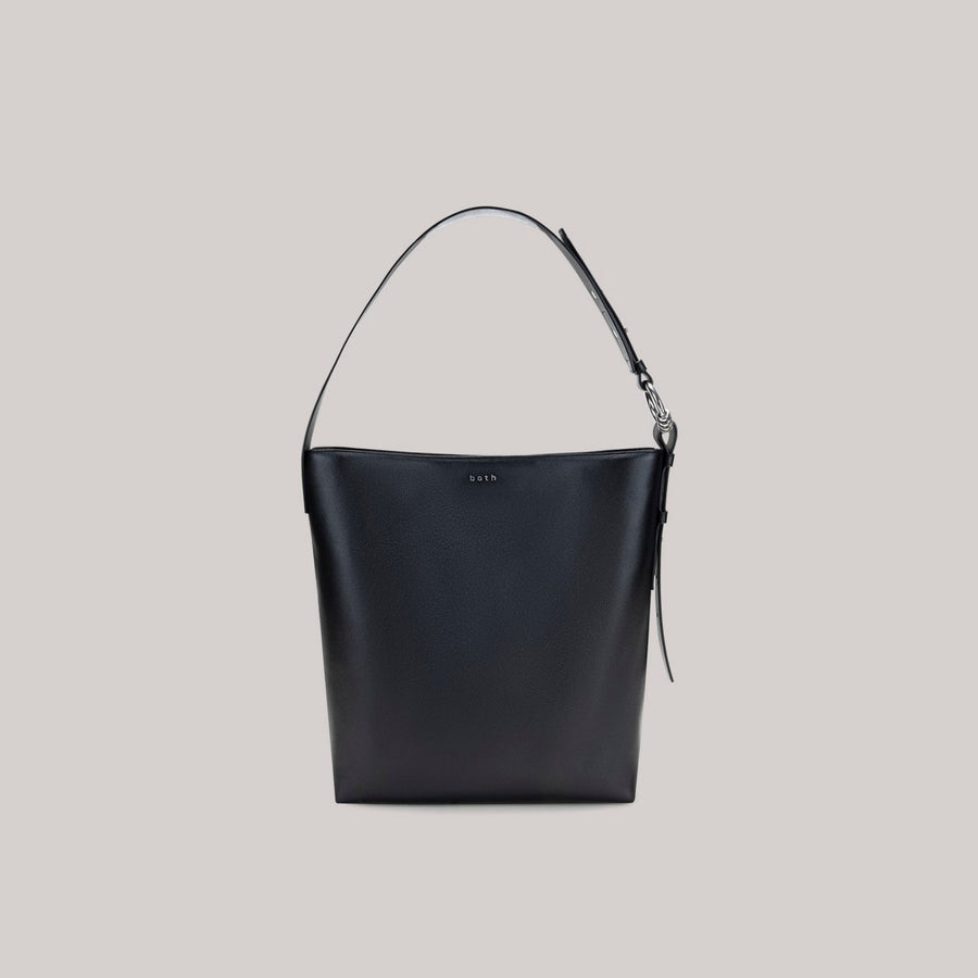 GAO Tote Bag black leather spacious tote with pierced details stylish and durable