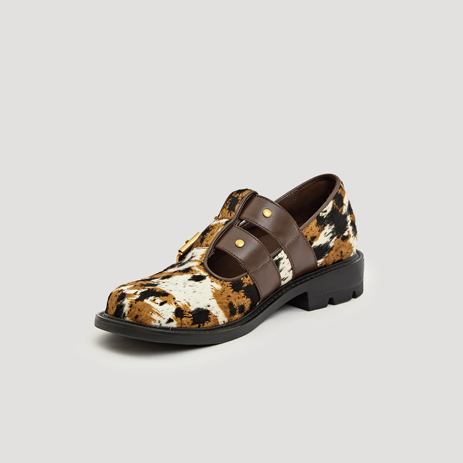 RE:RE MARYJANE - BROCKLED-COW-PRINT/BLACK