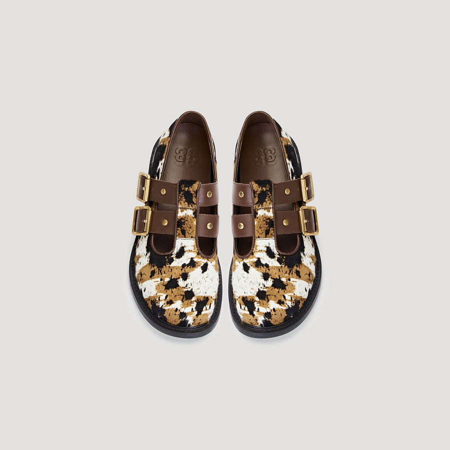 RE:RE MARYJANE - BROCKLED-COW-PRINT/BLACK