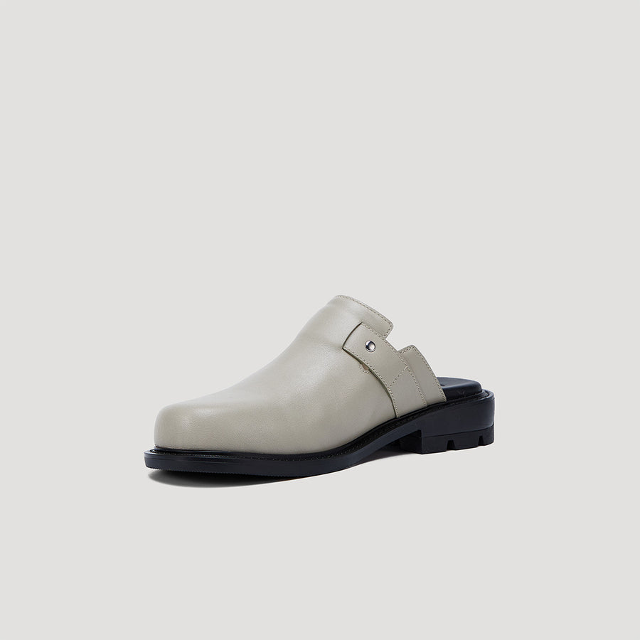 RE:RE MULES WITH BUCKLE - GREY/BLACK