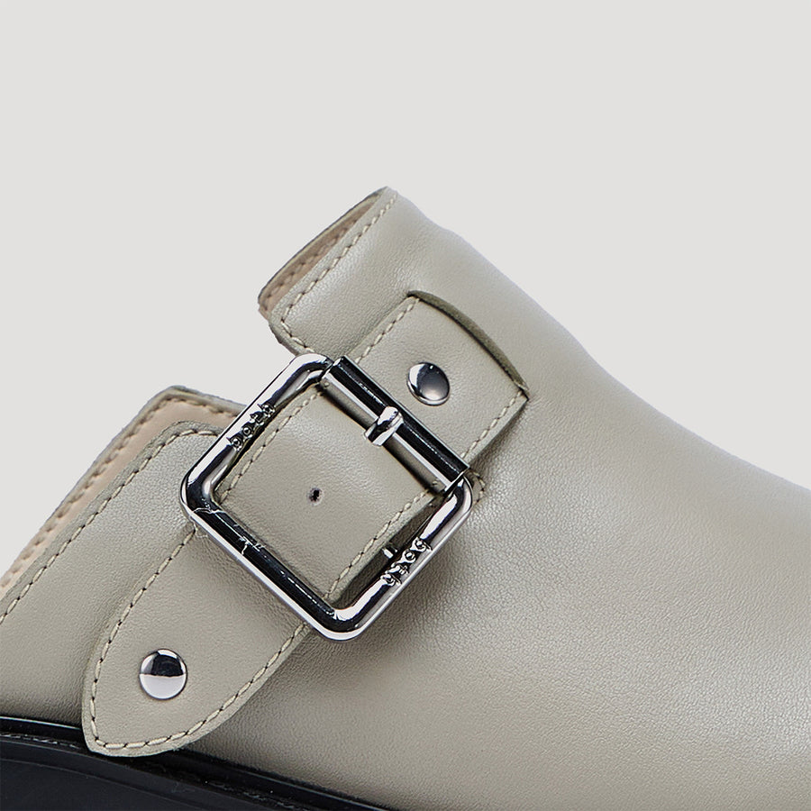 RE:RE MULES WITH BUCKLE - GREY/BLACK