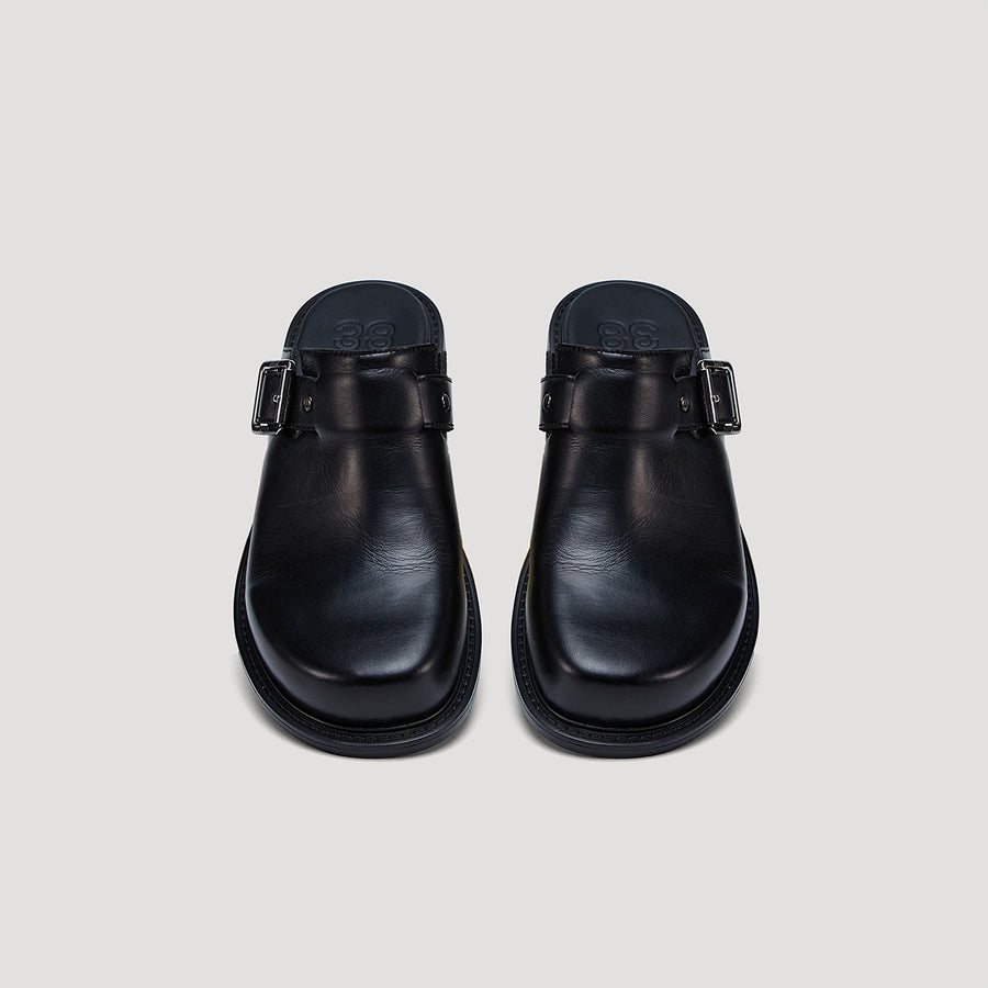 RE:RE MULES WITH BUCKLE - BLACK/BLACK