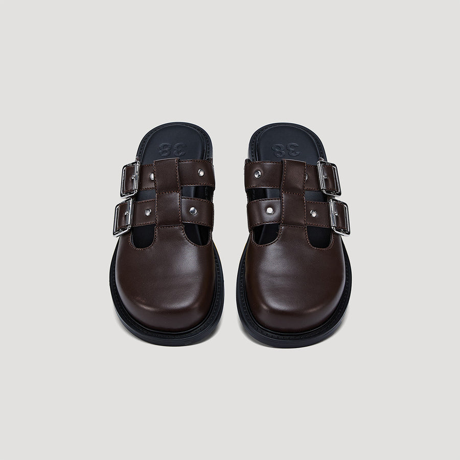 RE:RE MARYJANE MULES - BROWN/BLACK