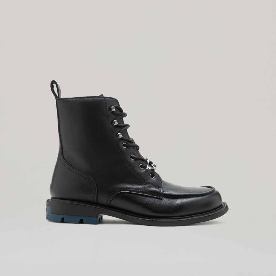Black and blue RE:RE moccasin boots unisex loafers stylish footwear