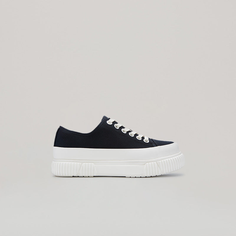 White and black EVA PLATFORM sneaker with canvas upper and comfortable platform sole