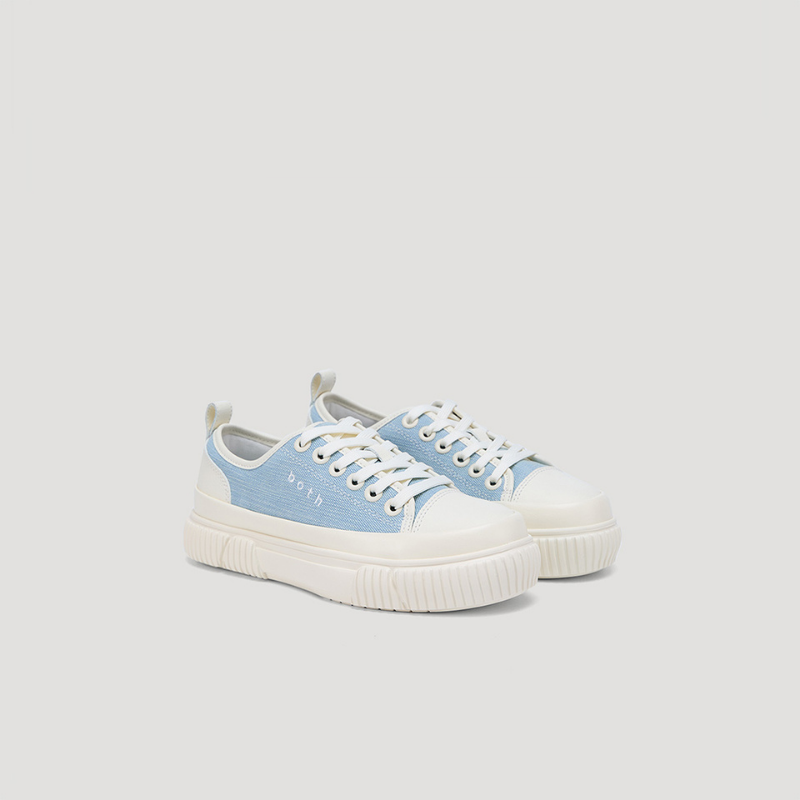 EVA PLATFORM LOGO DENIM SNEAKER - LT-BLUE/BEIGE