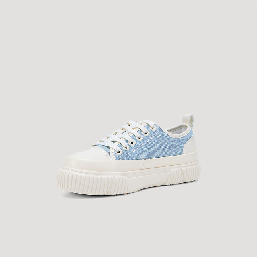 EVA PLATFORM LOGO DENIM SNEAKER - LT-BLUE/BEIGE