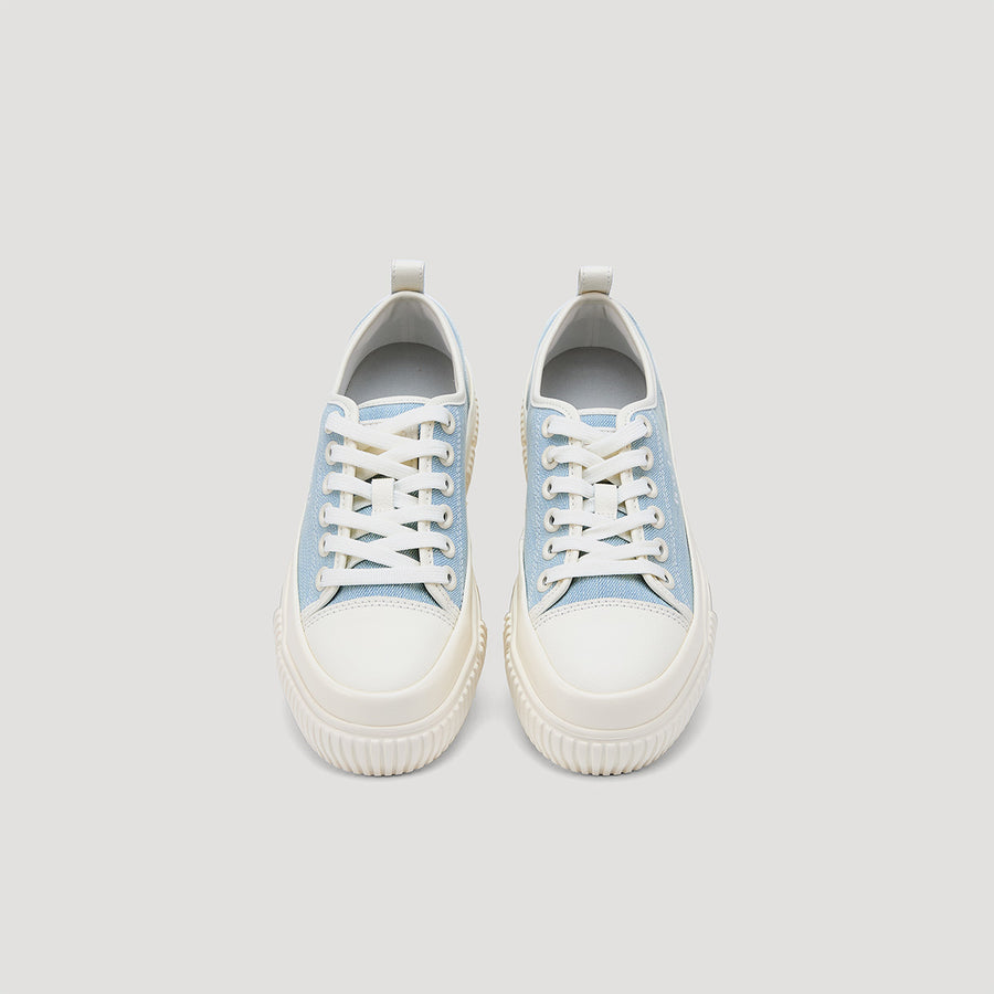 EVA PLATFORM LOGO DENIM SNEAKER - LT-BLUE/BEIGE