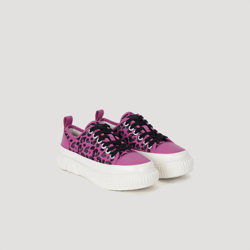 EVA PLATFORM LEOPARD PRINT SNEAKER - FUCHSIA/BEIGE