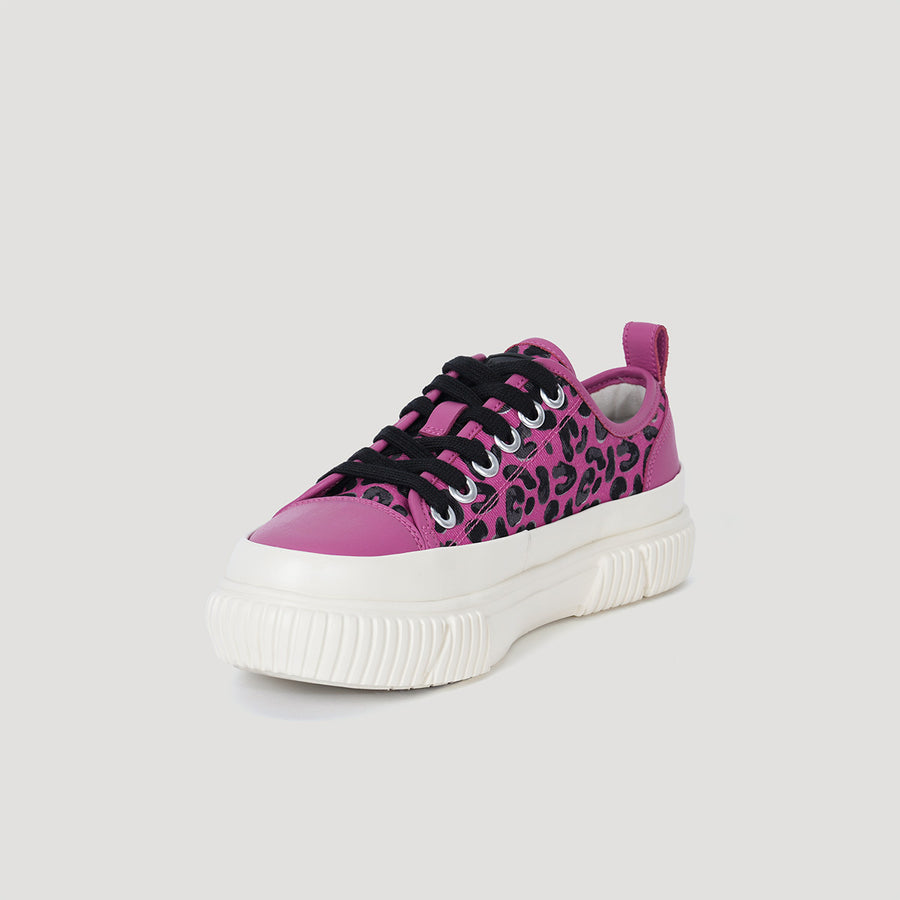 EVA PLATFORM LEOPARD PRINT SNEAKER - FUCHSIA/BEIGE