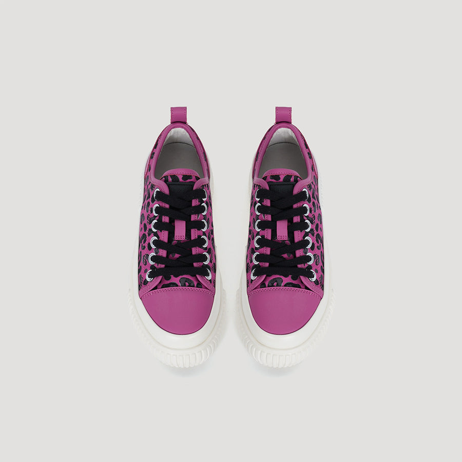 EVA PLATFORM LEOPARD PRINT SNEAKER - FUCHSIA/BEIGE