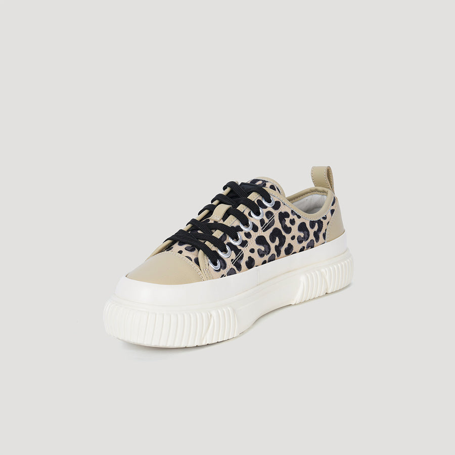EVA PLATFORM LEOPARD PRINT SNEAKER - TAN/BEIGE