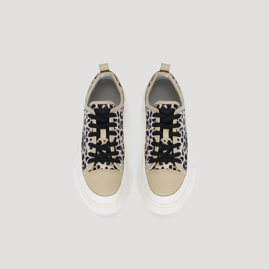 EVA PLATFORM LEOPARD PRINT SNEAKER - TAN/BEIGE