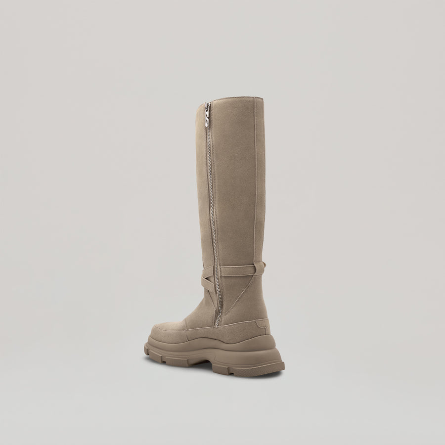 GAO EVA LEATHER KNEE BOOTS - KHAKI/KHAKI