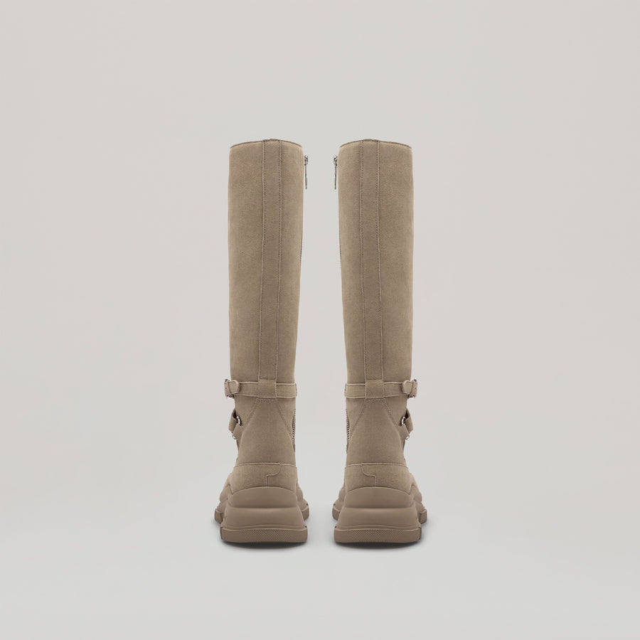 GAO EVA LEATHER KNEE BOOTS - KHAKI/KHAKI