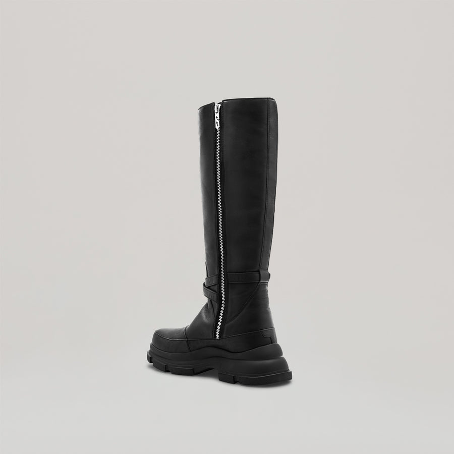 GAO EVA LEATHER KNEE BOOTS - BLACK/BLACK