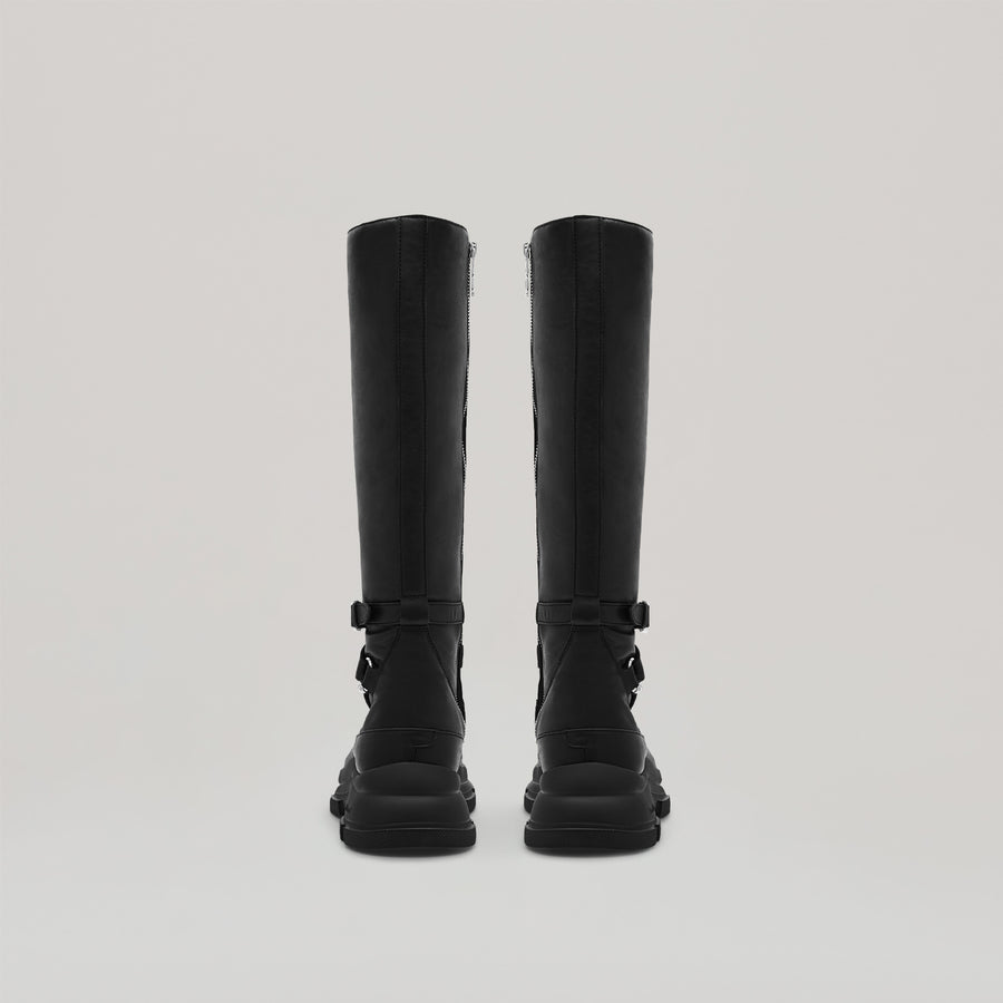 GAO EVA LEATHER KNEE BOOTS - BLACK/BLACK