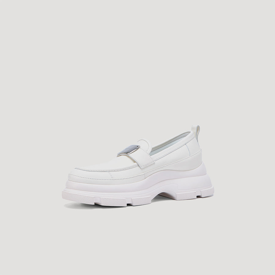 GAO EVA METAL LOGO LOAFER - WHITE/WHITE