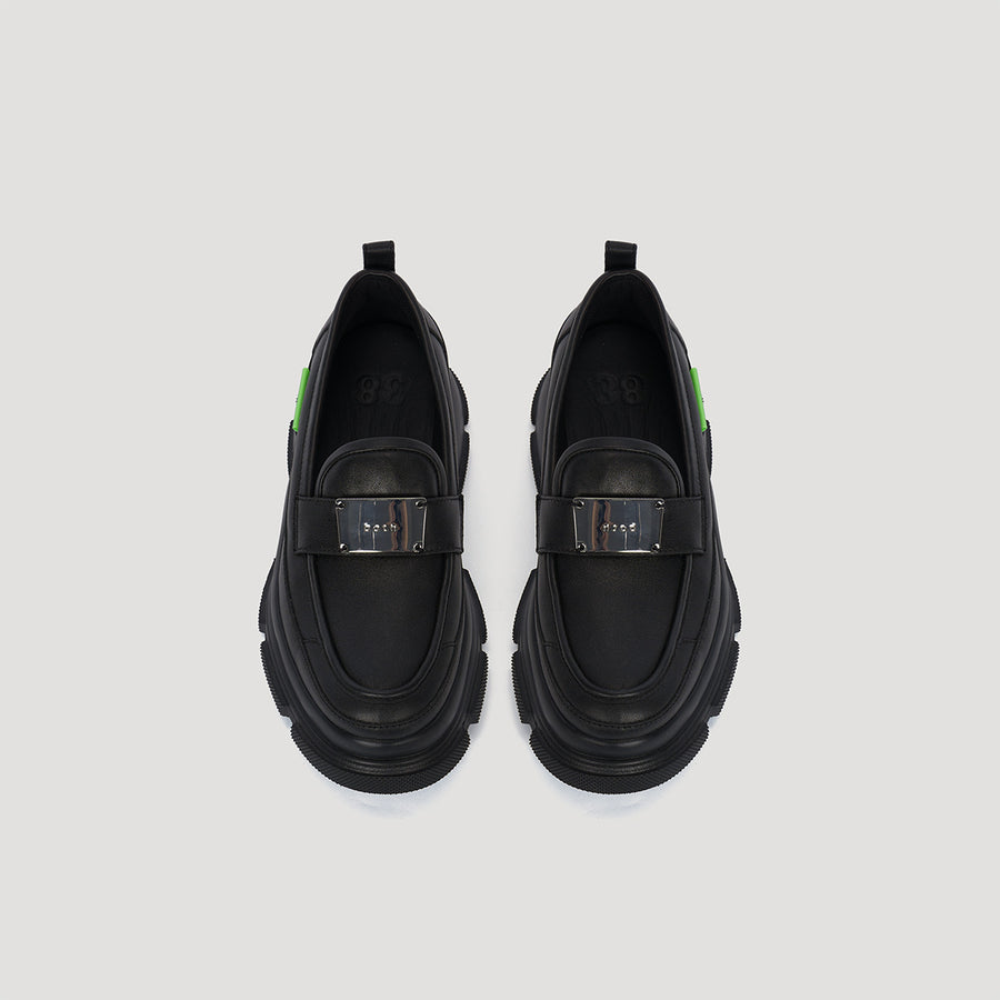 GAO EVA METAL LOGO LOAFER - BLACK/BLACK