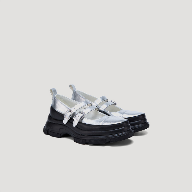 GAO EVA TWO STRAP MARYJANE - SILVER/BLACK