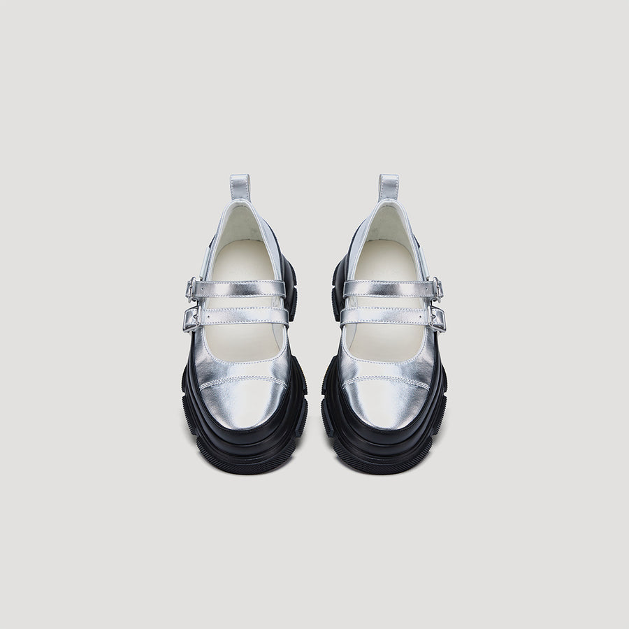 GAO EVA TWO STRAP MARYJANE - SILVER/BLACK