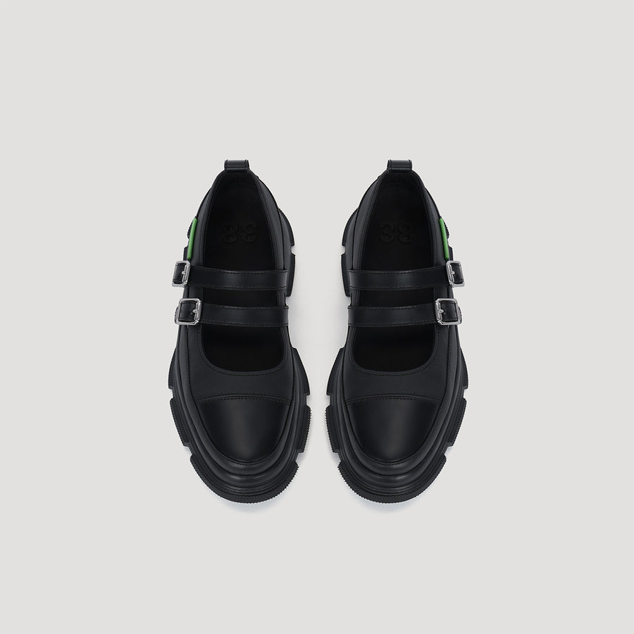 GAO EVA TWO STRAP MARYJANE - BLACK/BLACK