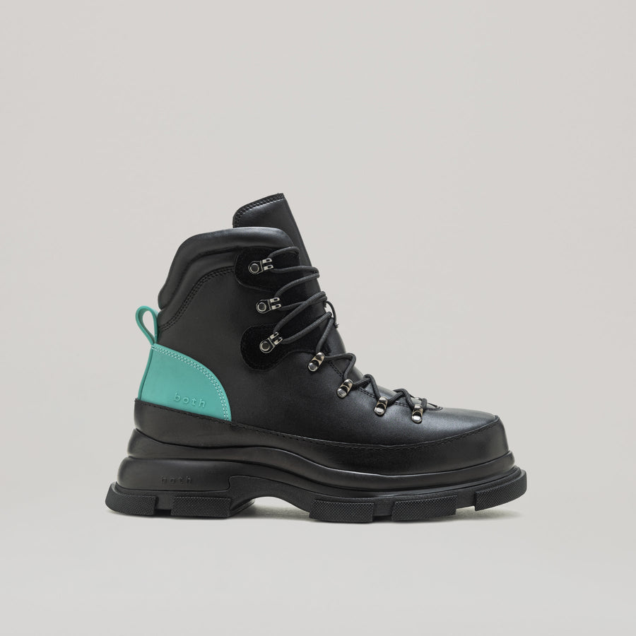 GAO EVA HIKING BOOT in black and green with traditional lacing for stylish comfort
