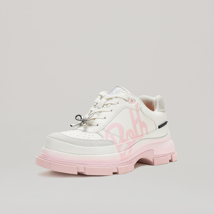 Pink and white GAO EVA METAL BOW PRINTED SNEAKER with silver bow and EVA sole