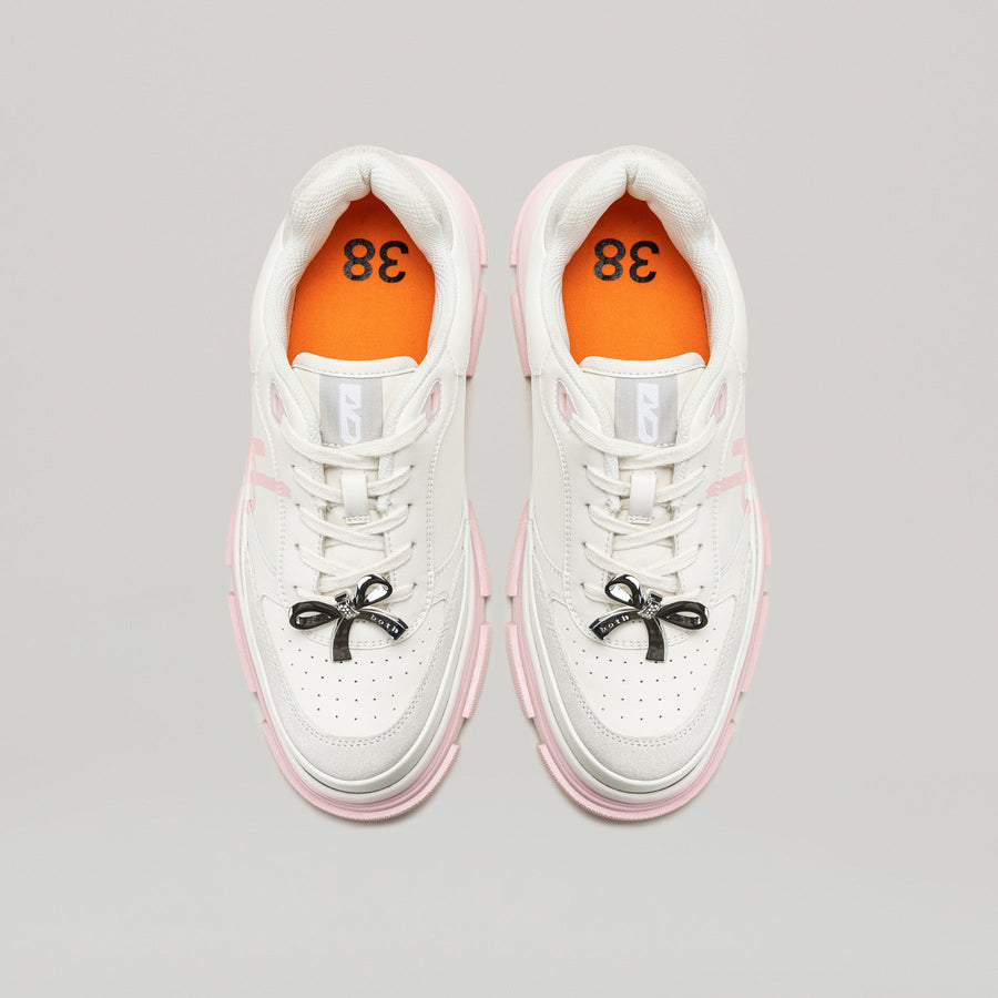 GAO EVA METAL BOW PRINTED SNEAKER pink and white with detachable silver ribbon bow and lightweight EVA sole