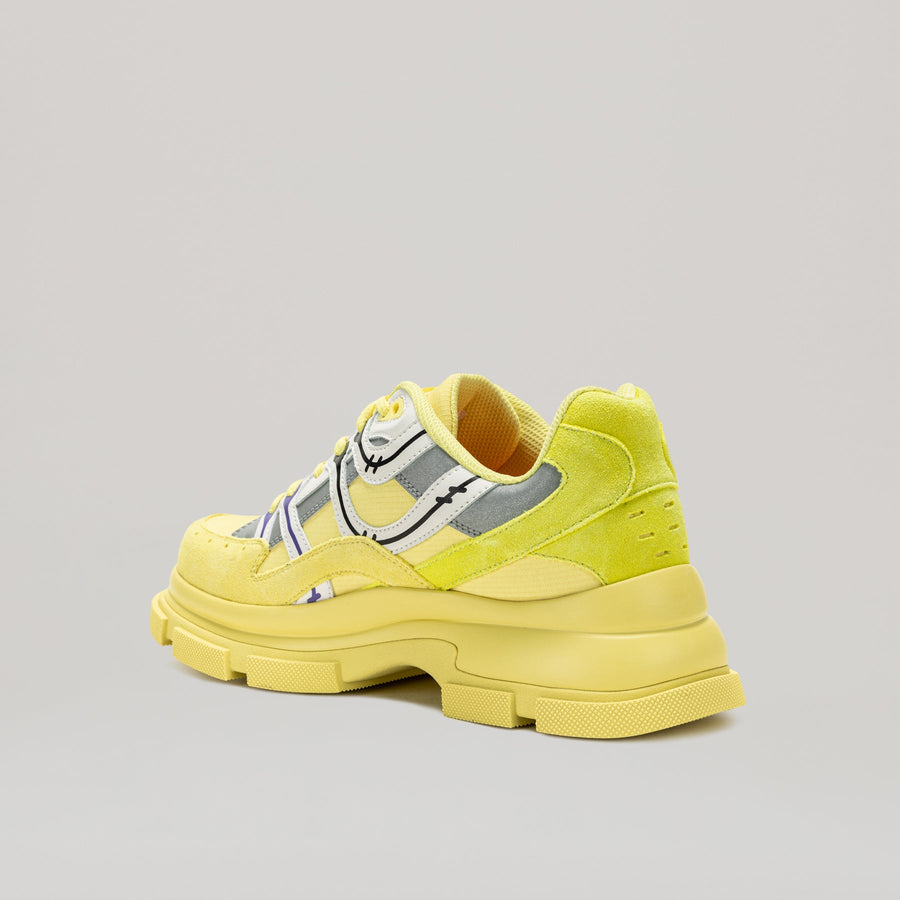 Yellow GAO EVA RUNNER sneaker with 7cm EVA sole and reflective sports design
