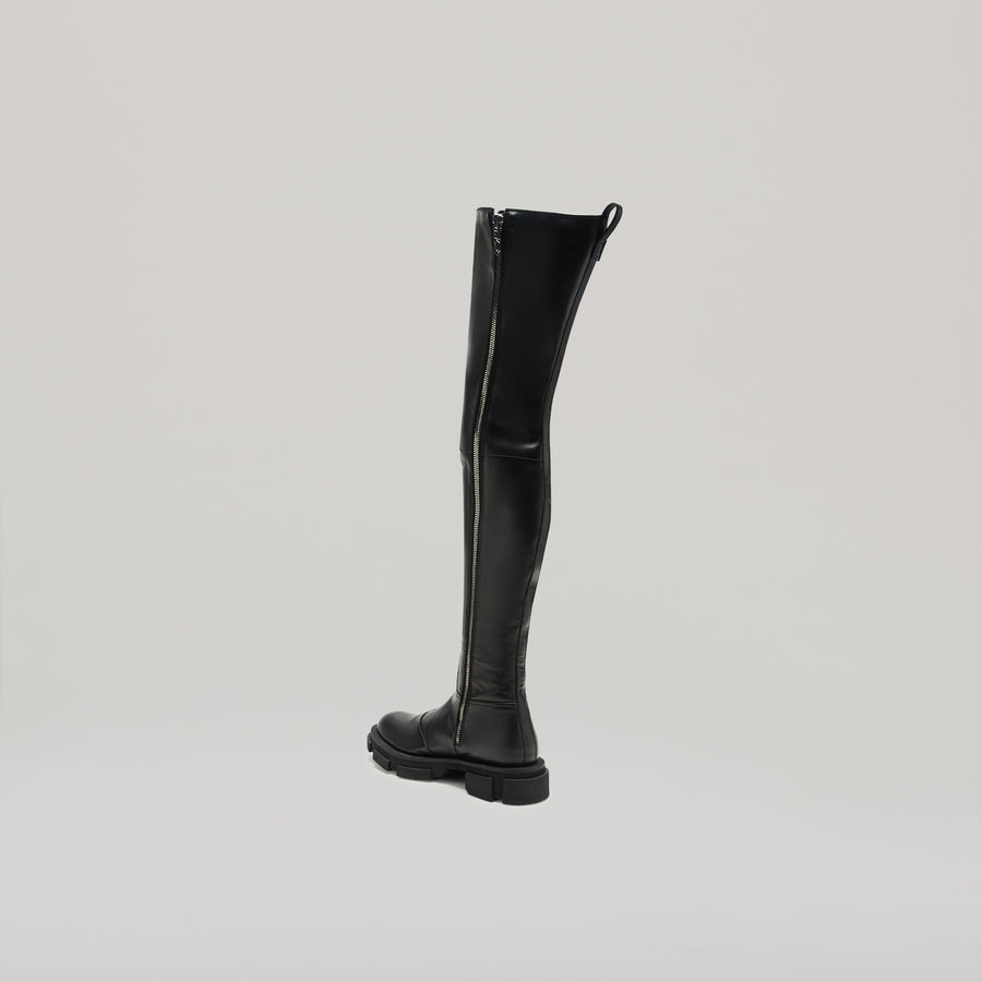 GAO PIERCED THIGH HIGH BOOT - BLACK/BLACK