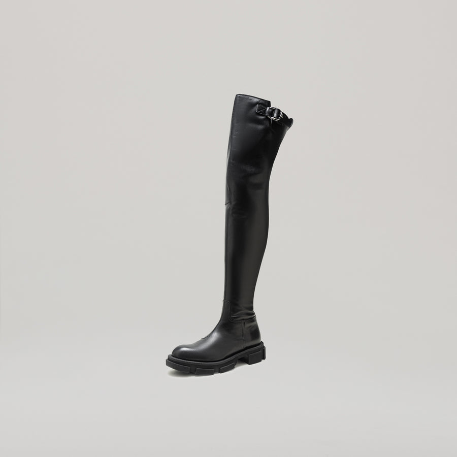 GAO PIERCED THIGH HIGH BOOT - BLACK/BLACK