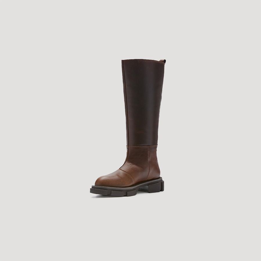 GAO PIERCED KNEE BOOT - BROWN/BROWN