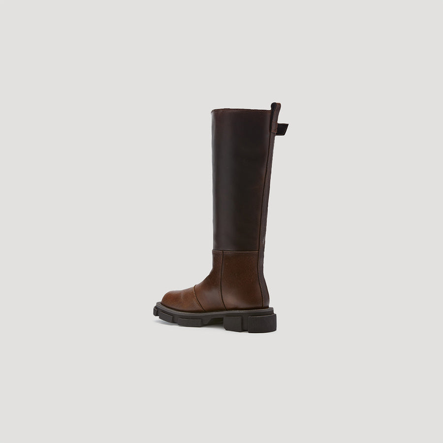 GAO PIERCED KNEE BOOT - BROWN/BROWN