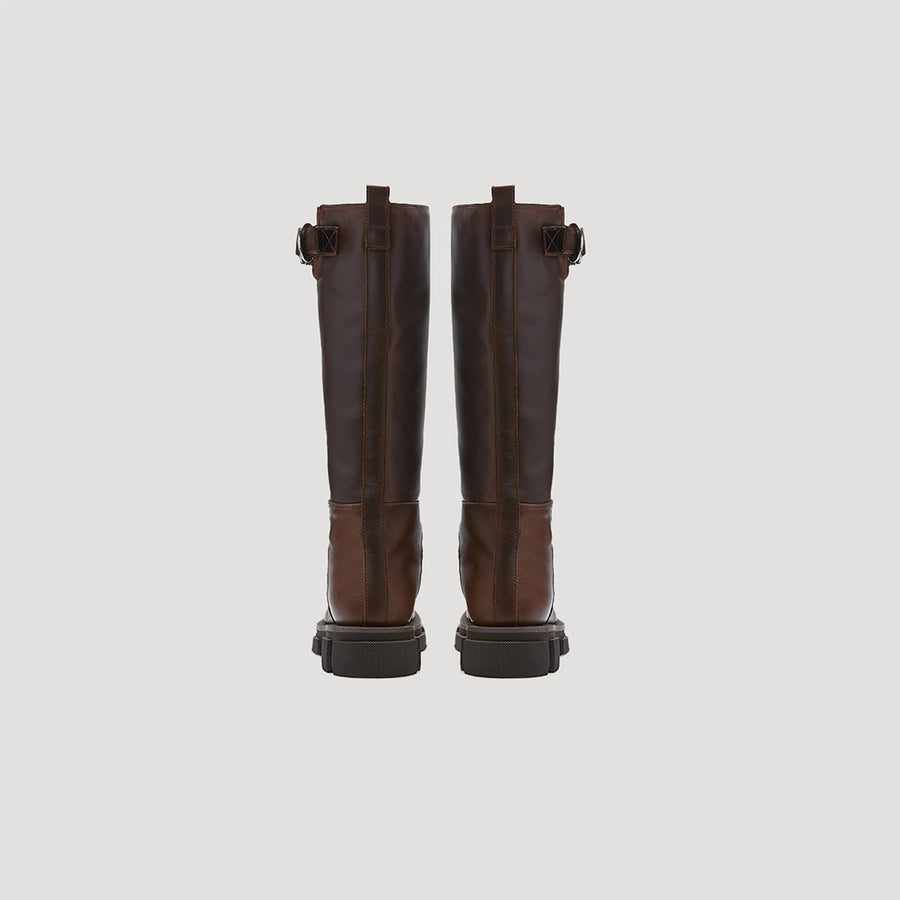 GAO PIERCED KNEE BOOT - BROWN/BROWN