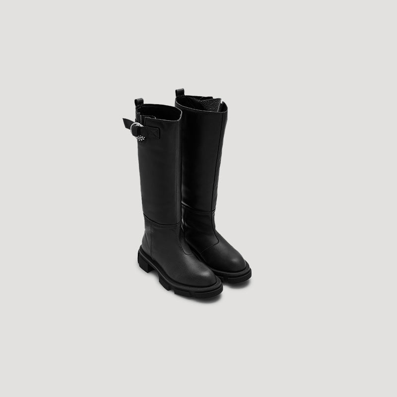 GAO PIERCED KNEE BOOT - BLACK/BLACK