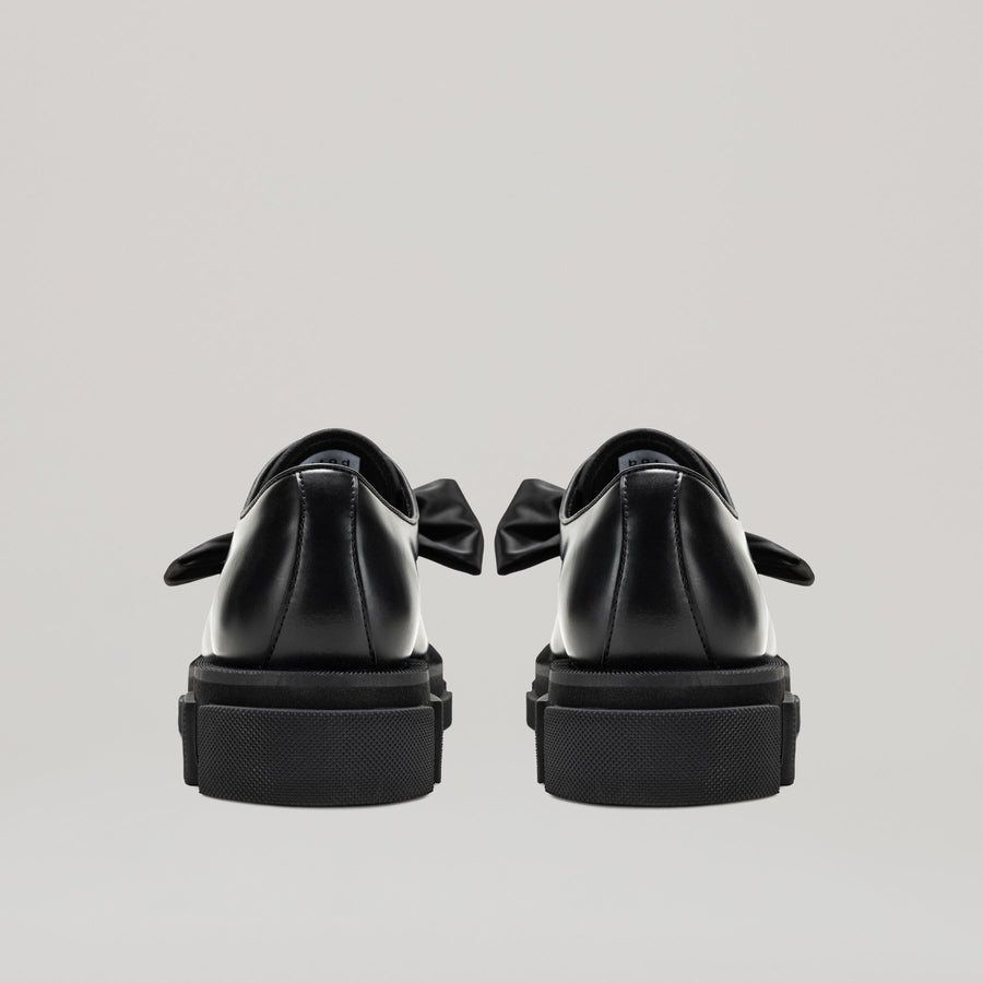 GAO BOW DERBY black lace-up shoe with bow design and durable EVA rubber sole