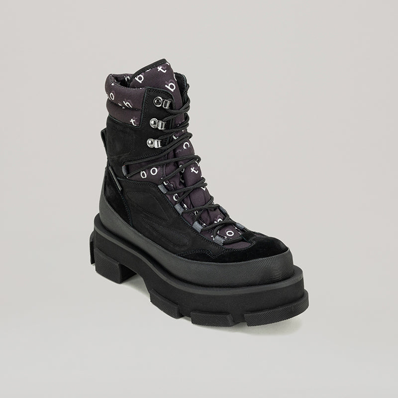 GAO PLATFORM MOUNTAIN BOOT black nubuck and canvas mountain clips urban style boots