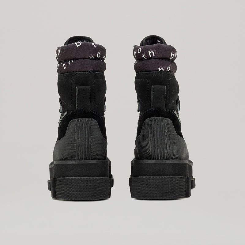 Black GAO PLATFORM MOUNTAIN BOOT with nubuck and canvas upper featuring mountain clips for urban style